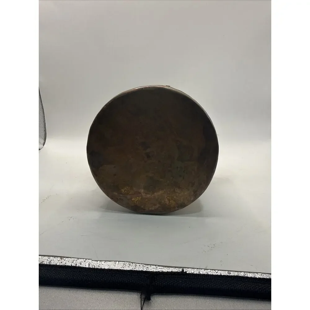 Antique Hand Hammered Copper Riveted Bucket With Iron Handles